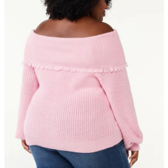 Sofia Jeans by Sofia Vergara Women's Size 2X Pink Micro Fringe Sweater NWT - Picture 3 of 3